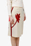 Marni Cream/Red Silk Tulip Printed Midi Skirt Size 42
