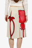 Marni Cream/Red Silk Tulip Printed Midi Skirt Size 42