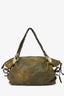 Gucci Green Leather Bamboo Bar Tote Bag