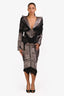 Christian Dior Metallic Silver/Black Tulle Corset Blouse + Midi Skirt Set Size 10