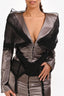 Christian Dior Metallic Silver/Black Tulle Corset Blouse + Midi Skirt Set Size 10