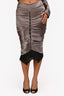 Christian Dior Metallic Silver/Black Tulle Corset Blouse + Midi Skirt Set Size 10