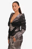 Christian Dior Metallic Silver/Black Tulle Corset Blouse + Midi Skirt Set Size 10