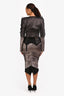 Christian Dior Metallic Silver/Black Tulle Corset Blouse + Midi Skirt Set Size 10