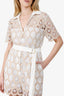 Sandro Beige Lace Pattern V-Neck Romper Size 40