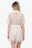 Sandro Beige Lace Pattern V-Neck Romper Size 40