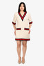 Gucci 2018 Cream Trim Detailed V-Neck Dress Size 44