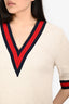 Gucci 2018 Cream Trim Detailed V-Neck Dress Size 44