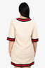 Gucci 2018 Cream Trim Detailed V-Neck Dress Size 44
