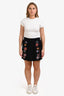 Chloe Black Satin Floral Embroidered Skirt Estimated Size M/L