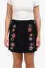 Chloe Black Satin Floral Embroidered Skirt Estimated Size M/L