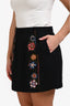 Chloe Black Satin Floral Embroidered Skirt Estimated Size M/L
