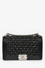 Pre-loved Chanel™ 2017 Black Leather Tweed Medium Boy Bag