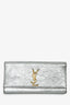 Saint Laurent Silver Metallic Leather Cassandre Clutch
