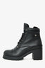 Miu Miu Black Leather Platform Lace Up Combat Boots Size 39
