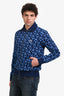 Prada 2018 Runway Blue Graphic Print Bomber Jacket Size 52 Mens