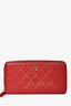 Pre-Loved Chanel™ 2011-12 Red Lambskin Zip Long Wallet