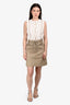 Miu Miu 2018 Beige Denim Studded Lace Up Mini Skirt Size 38