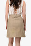 Miu Miu 2018 Beige Denim Studded Lace Up Mini Skirt Size 38