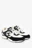 Pre-Loved Chanel™ White/Black Suede/Cotton CC Lace-Up Sneakers Size 38