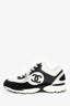Pre-Loved Chanel™ White/Black Suede/Cotton CC Lace-Up Sneakers Size 38