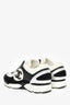 Pre-Loved Chanel™ White/Black Suede/Cotton CC Lace-Up Sneakers Size 38
