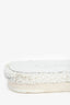 Pre-Loved Chanel™ 2022 White Tweed/Faux Pearl CC Logo Sandals Size 38