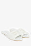 Pre-Loved Chanel™ 2022 White Tweed/Faux Pearl CC Logo Sandals Size 38