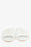 Pre-Loved Chanel™ 2022 White Tweed/Faux Pearl CC Logo Sandals Size 38