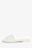 Pre-Loved Chanel™ 2022 White Tweed/Faux Pearl CC Logo Sandals Size 38