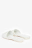 Pre-Loved Chanel™ 2022 White Tweed/Faux Pearl CC Logo Sandals Size 38