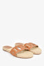 Hermès Tan Leather 'Famosa' Espadrille Sandals Size 38