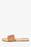 Hermès Tan Leather 'Famosa' Espadrille Sandals Size 38