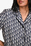 Christian Dior Navy Silk Oblique 'Chez Moi' Buttoned Shirt Size 2 + Shorts Size 4 Set