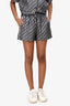 Christian Dior Navy Silk Oblique 'Chez Moi' Buttoned Shirt Size 2 + Shorts Size 4 Set