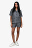 Christian Dior Navy Silk Oblique 'Chez Moi' Buttoned Shirt Size 2 + Shorts Size 4 Set