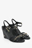 Pre-Loved Chanel™ Black Patent Quilted Chain Detail Wedge Heels Size 38C
