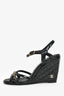 Pre-Loved Chanel™ Black Patent Quilted Chain Detail Wedge Heels Size 38C
