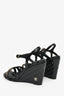Pre-Loved Chanel™ Black Patent Quilted Chain Detail Wedge Heels Size 38C