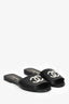 Pre-Loved Chanel™ 2022 Black Leather/Faux Pearl CC Logo Sandals Size 38