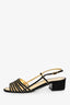 Pre-Loved Chanel™ 2021 Black/Gold Strappy Slingback Sandals Size 38
