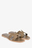 Hermès Taupe Epsom Leather 'Oran' Sandals Size 38.5