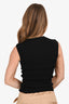 Balmain Black Ribbed Knit Embellished Button Tank Top Size 36