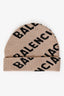 Balenciaga Brown/Black Wool Allover Logo Knit Beanie