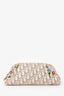 Christian Dior 2005 Beige/Cream Canvas Floral Embroidered Oblique Pouch