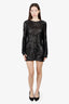 Saint Laurent Black Sequin Embellished Mesh Knitted Mini Dress Size S