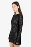 Saint Laurent Black Sequin Embellished Mesh Knitted Mini Dress Size S