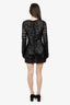 Saint Laurent Black Sequin Embellished Mesh Knitted Mini Dress Size S