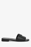 Prada Black Saffiano Leather Logo Triangle Plaque Sandals Size 41
