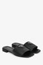 Prada Black Saffiano Leather Logo Triangle Plaque Sandals Size 41